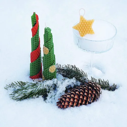 Miniatura 4 de Kit para enrollar velas navideñas - Kit de fabricación de velas de cera de abeja para niños y adultos (Navidad, Janucá, Kwanzaa) - Proyecto