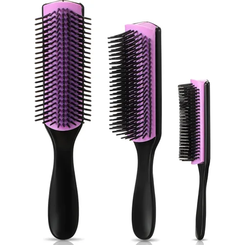 Patelai Cepillo de pelo de nailon para cabello natural, cepillo desenredante de viaje para mujeres y hombres, voluminizador, moldeador, separación,