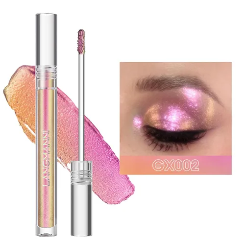 Miniatura 3 de Sombra de ojos de camaleón líquida metálica, aspecto de ojos multidimensional, maquillaje holográfico de larga duración con purpurina multicolor