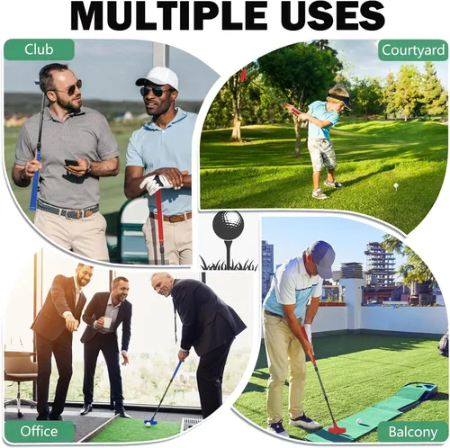 Miniatura 5 de Mini juego de putter de golf ajustable, 2 palos de golf con 4 bolas, putter bidireccional para diestros y zurdos