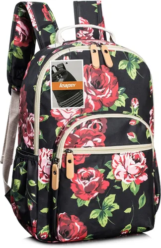 Miniatura 116 de Leaper Mochila para laptop para mujer: linda mochila floral para escuela, universidad, viajes, trabajo, mochila ligera para niños, Negro margarita