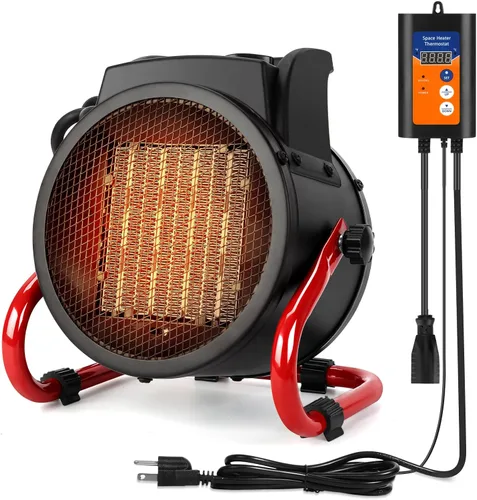 Calentador de invernadero con termostato digital, calentador de tienda de cultivo de 1500 W, 3 modos para calentamiento rápido, impermeable IPX4 y