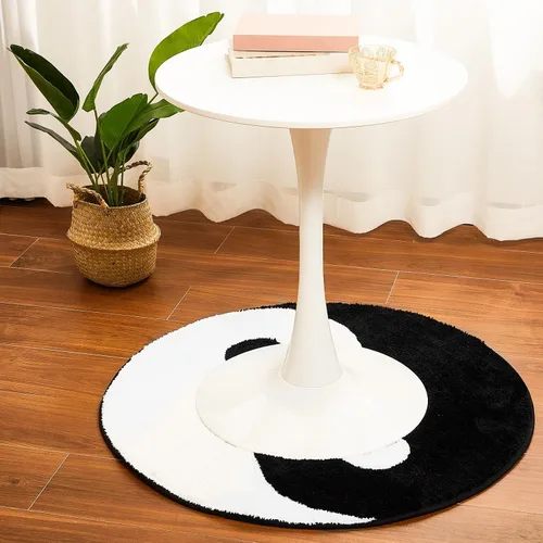 Miniatura 6 de Fabbay Ying Yang - Alfombra redonda de 35 pulgadas, lavable y clásico, letrero de la paz para el hogar, sala de estar, dormitorio, blanco y negro