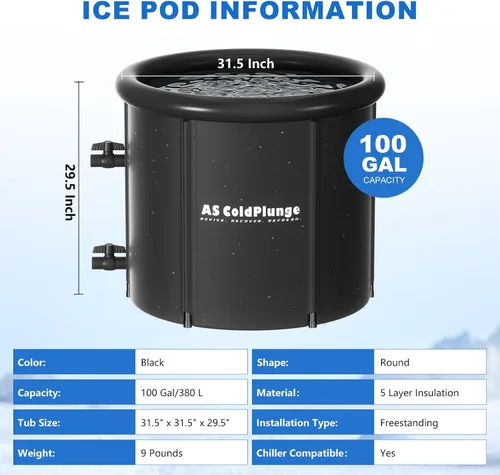 Miniatura 5 de AS ColdPlunge Enfriador de baño de hielo y kit de bañera de inmersión fría, enfriador de inmersión en frío de 1/3 HP con bomba y filtro integrados