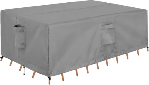 Miniatura 14 de OutdoorLines Juego de fundas impermeables para muebles de mesa de patio al aire libre, funda rectangular para sofá exterior, resistente a la Negro
