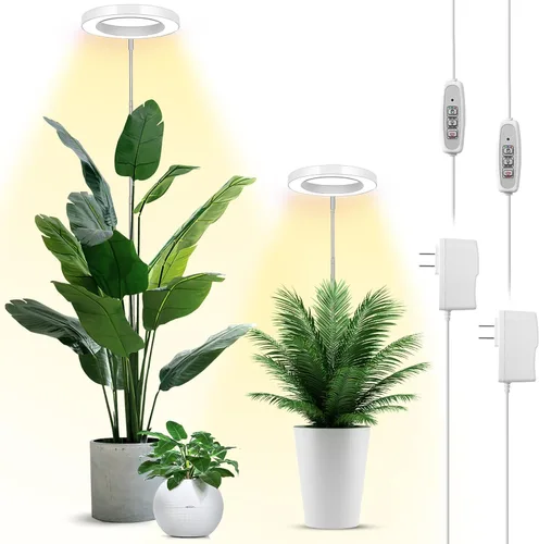 LBW - Luces de cultivo para plantas de interior, luz de plantas de espectro completo de 144 LEDs, lámpara grande para plantas con 4 niveles Blanco