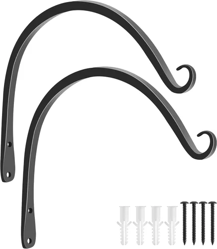 Miniatura 17 de FEED GARDEN Ganchos de pared para plantas colgantes de 10 pulgadas, paquete de 2 soportes de metal resistentes para plantas, con capacidad para 48