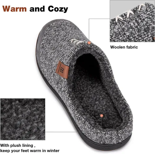 Miniatura 4 de MERRIMAC Pantuflas de espuma viscoelástica de punto para hombre, cómodas, con forro de sherpa