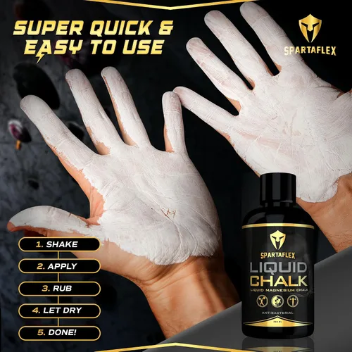Miniatura 4 de SpartaFlex Tiza líquida profesional de 8.5 fl oz para levantamiento de pesas, escalada en roca, gimnasia, tiza de levantamiento de pesas, tiza