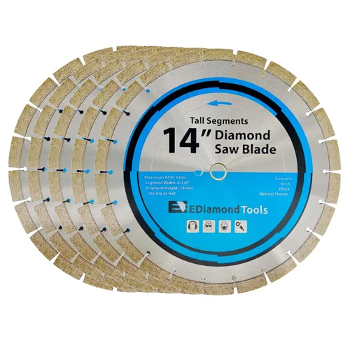 Miniatura 25 de Hoja de sierra de diamante segmentada de 4 "para hormigón, ladrillo, bloque y mampostería, altura de segmento de 0.394 in, eje de 7/8"-5/8