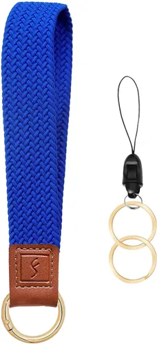 Miniatura 34 de Fishent Llavero elástico, bonito llavero de pulsera, cordón de muñeca tejido mejorado para llaves, llaveros para mujeres y hombres, llaves