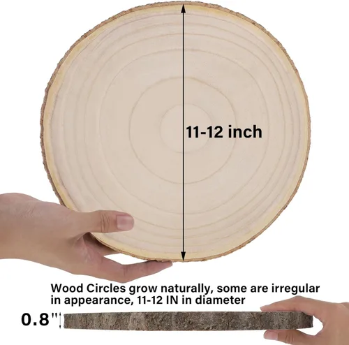 Miniatura 2 de Sancodee 8 piezas de rodajas de madera grandes sin terminar, tablas de madera de 11-12 pulgadas para centros de mesa, círculos de madera natural