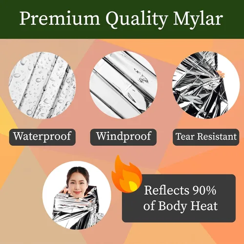 Miniatura 4 de Winterlace Paquete de 50 mantas de emergencia (52 x 82 pulgadas) termales de Mylar para supervivencia, rescate y campamento, reflectantes (50)