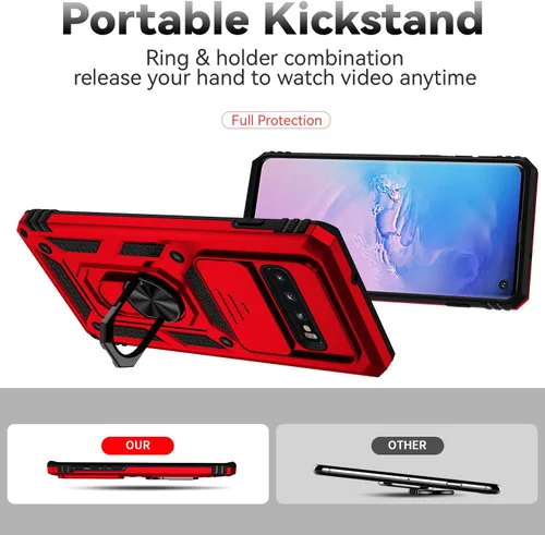 Miniatura 7 de Funda para Samsung Galaxy S10 Plus con cubierta para lente de cámara, protector de pantalla HD, resistente a caídas de grado militar, soporte