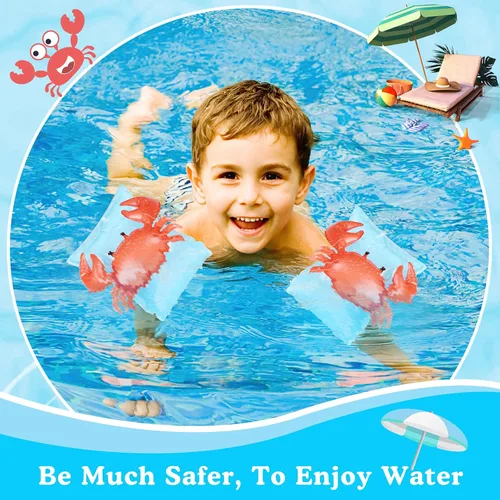 Miniatura 7 de HeySplash Brazaletes inflables para niños (de 3 a 6 años), mangas flotantes para brazo de piscina, tubo flotante, alas de agua, para natación, hasta