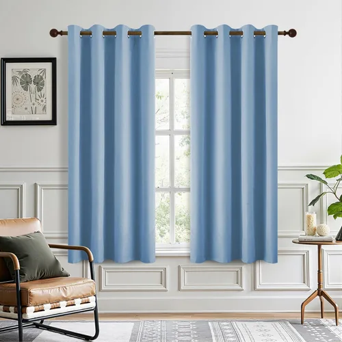 Miniatura 41 de DONREN Cortinas opacas de lino con aislamiento térmico de 52 x 95 pulgadas, cortinas de oscurecimiento de habitación con ojales para dormitorio