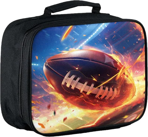 Miniatura 21 de Lonchera para niños, con aislamiento de béisbol, para niños, adolescentes, niños y niñas, con bolsillo con cremallera, bolsa de almuerzo portátil