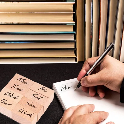 Miniatura 4 de EXCEART Kit de sellos de letras de madera con sellos de semana y abreviatura para álbumes de recortes, diario, manualidades, 1.22 x 0.59 x 0.59