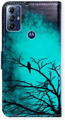 Miniatura 7 de Bcov Funda para Moto G Play 2023, diseño de pájaro negro y verde con tapa para teléfono con ranura para tarjetas, soporte para Motorola Moto G Play