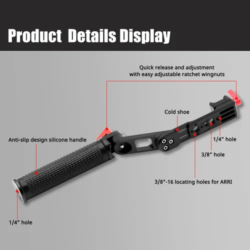 Miniatura 5 de Mango RS4 RS3 Mango ajustable Extensión de mano Extensión de mano Soporte de agarre de aleación de aluminio con abrazadera OTAN compatible con DJI