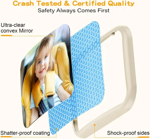 Miniatura 5 de Espejo de Coche para Bebé con Diseño de Gancho para Bebé, Espejo de Coche Anti-sacudido para Asiento de Bebé, Espejo Trasero para Recién Nacidos