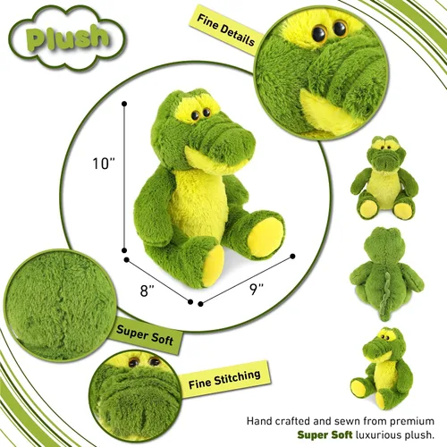 Miniatura 3 de DolliBu Animal de peluche de cocodrilo – Suave peluche abrazable de cocodrilo verde sentado adorable juguete de peluche, lindo regalo de animales