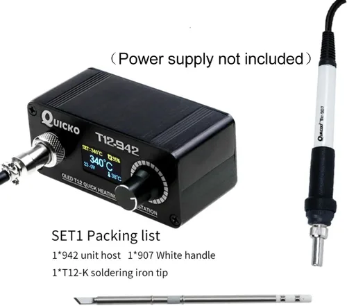 Miniatura 3 de QUICKO Estación de soldadura digital DC24V T12-942 Temperatura ajustable Autosleep/apagado automático/impulso de una tecla Viene con punta