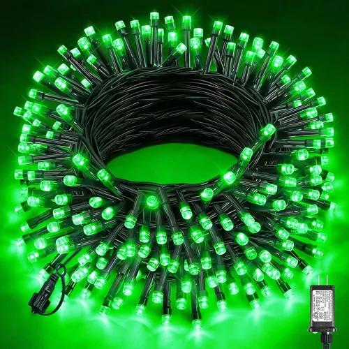 Miniatura 37 de 120 luces LED de Navidad de 40 pies para exteriores, guirnalda de luces de Navidad naranja impermeable, 8 modos de luces conectables para árbol
