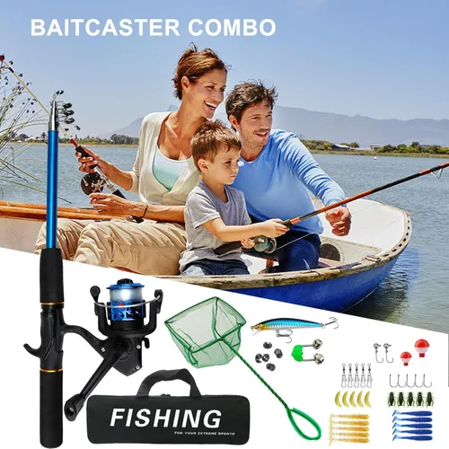 Miniatura 5 de Caña de pescar telescópica – Combo de caña de pescar de uso de viaje, kit de pesca de carrete Juego de caña y carrete, bolsa de transporte