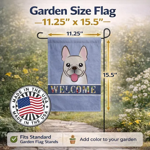 Miniatura 3 de Caroline's Treasures BB1424GF - Bandera de bienvenida de bulldog francés, bandera azul para buzón, bandera decorativa para patio, exteriores, patio