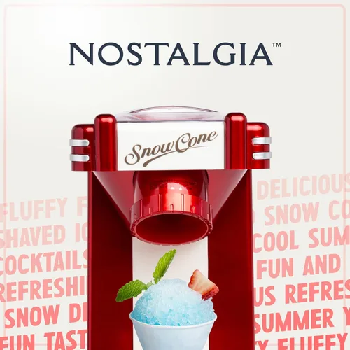Miniatura 5 de Nostalgia Máquina de Raspados de Hielo Raspado - Hace 20 Golosinas Heladas - Incluye 1 Vaso de Plástico Reutilizable - Rojo Retro Rojo (Retro Red)