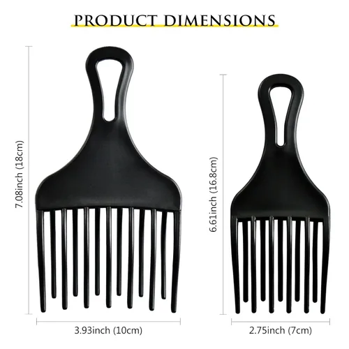 Miniatura 3 de Juego de 2 piezas de peine afro – Desenredador de doble puño grande y pequeño para pelucas, trenzas y herramienta de peinado para hombres y mujeres