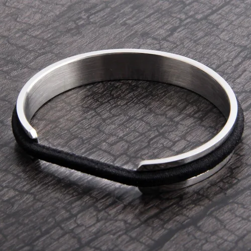 Miniatura 4 de Zuo Bao Pulsera de lazo para el cabello, pulsera de acero inoxidable para mujer, Metal