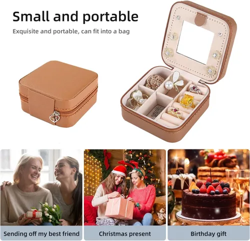 Miniatura 6 de KElofoN Estuche de viaje para joyas Caja de viaje para joyas Organizador de joyas de viaje Pequeño estuche organizador de joyas para niñas y mujeres