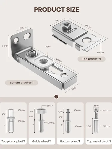 Miniatura 2 de Kit de Reparación de Herrajes para Puerta Plegable - 1 Paquete Kit de Herrajes para Puerta de Granero de Armario Bi-fold para Riel de 7/8" a 1