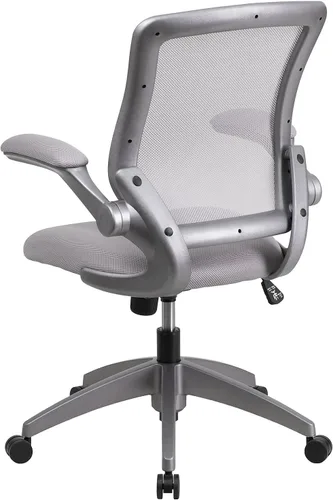Miniatura 6 de Flash Furniture Kale Silla de oficina ergonómica giratoria de malla gris con marco gris y brazos abatibles