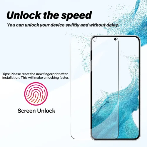 Miniatura 3 de BIGFACE Protector de pantalla de vidrio templado para Galaxy S22 Plus, paquete de 2, antiarañazos, desbloqueo ultrasónico de huellas dactilares