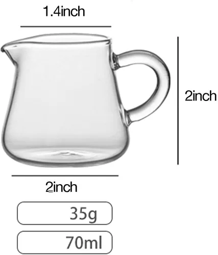 Miniatura 2 de Jarra de vidrio para crema de vidrio, salsa de leche, jarra de crema con asa, 2.4 fl oz