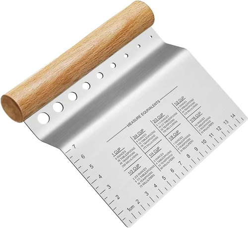 ALLTOP Raspador de banco de masa, cortador/picador, hoja de acero inoxidable con pelador de hierbas, herramienta multiusos de repostería de cocina