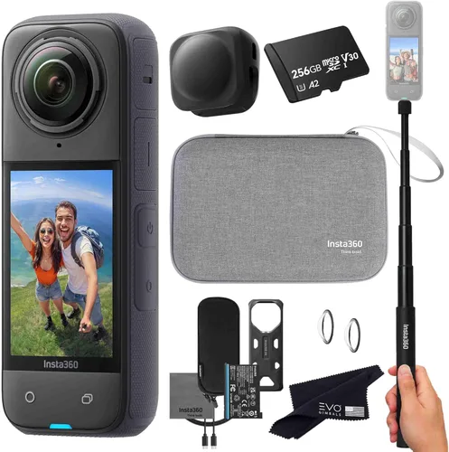 Insta360 Paquete de viaje X4 Cámara de acción impermeable 8K 360 con sensores de 1/2 pulgada de 48 MP, video HDR 8K 360, foto 360 de 72 MP, edición