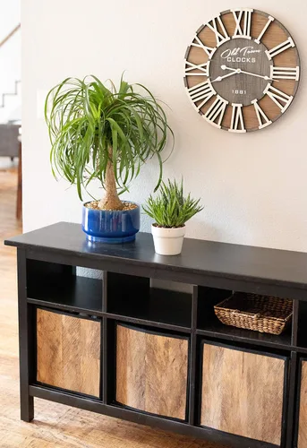 Miniatura 5 de Reloj de pared rústico de madera romana de 30 pulgadas, manecillas plateadas (letras de madera blanca, 30 pulgadas)