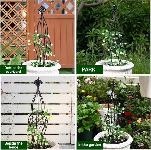 Miniatura 7 de Obelisk - Enrejado de metal para plantas trepadoras, estructura de hierro duradera de 29.5 x 6.3 pulgadas, fácil montaje, perfecto para enredaderas