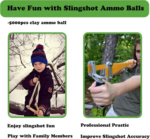 Miniatura 6 de Slingshot munición 3/8 pulgadas, arcilla biodegradable Sling Shot munición bola de 0.354 in - 0.394 in para caza y práctica
