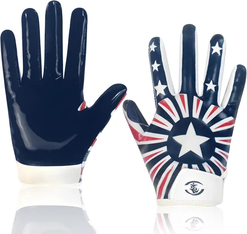 Miniatura 17 de Guantes de receptor de fútbol americano para niños - Agarre de silicona antideslizante y parte trasera de licra transpirable para un mejor control