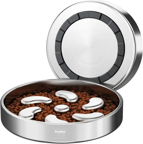 Miniatura 10 de Tazón de alimentación lenta para perros, 3.5 tazas para razas grandes, cuencos de acero inoxidable 304 de grado alimenticio con base antideslizante
