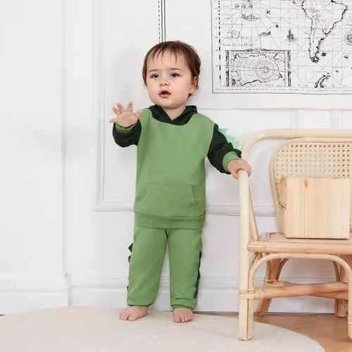 Miniatura 123 de Conjunto de ropa de otoño e invierno para bebé y niño, sudadera larga con capucha y pantalones para niños pequeños, 6, 12, 18, 24 meses, 2T