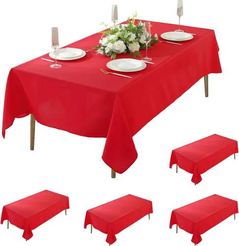Miniatura 44 de Paquete de 5 Manteles Cuadrados 60 x 60 Pulgadas de Carbón, Mantel de Poliéster Lavable para Uso en Hogar, Fiesta, Boda o Restaurante.