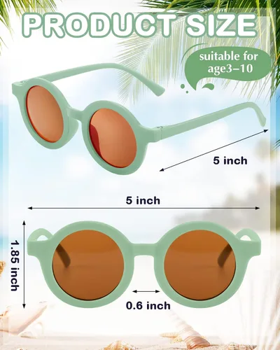 Miniatura 2 de Flutesan 24 pares de lentes de sol redondos para niños, lindos lentes de sol circulares retro para niños y niñas, niños pequeños al aire libre UV