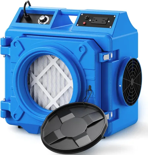 Miniatura 10 de Depurador de aire con filtración de 3 etapas, máquina de aire negativo apilable de 550 CFM para uso industrial y comercial, limpiador de aire Azul