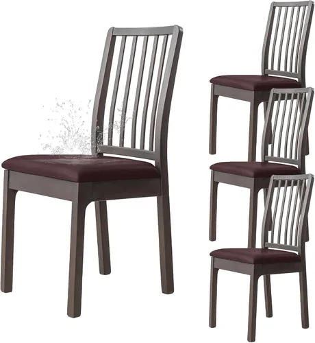 Miniatura 21 de Dimatic Juego de 2 fundas de asiento para silla, de piel sintética, impermeables, fundas elásticas para sillas de comedor, fundas protectoras